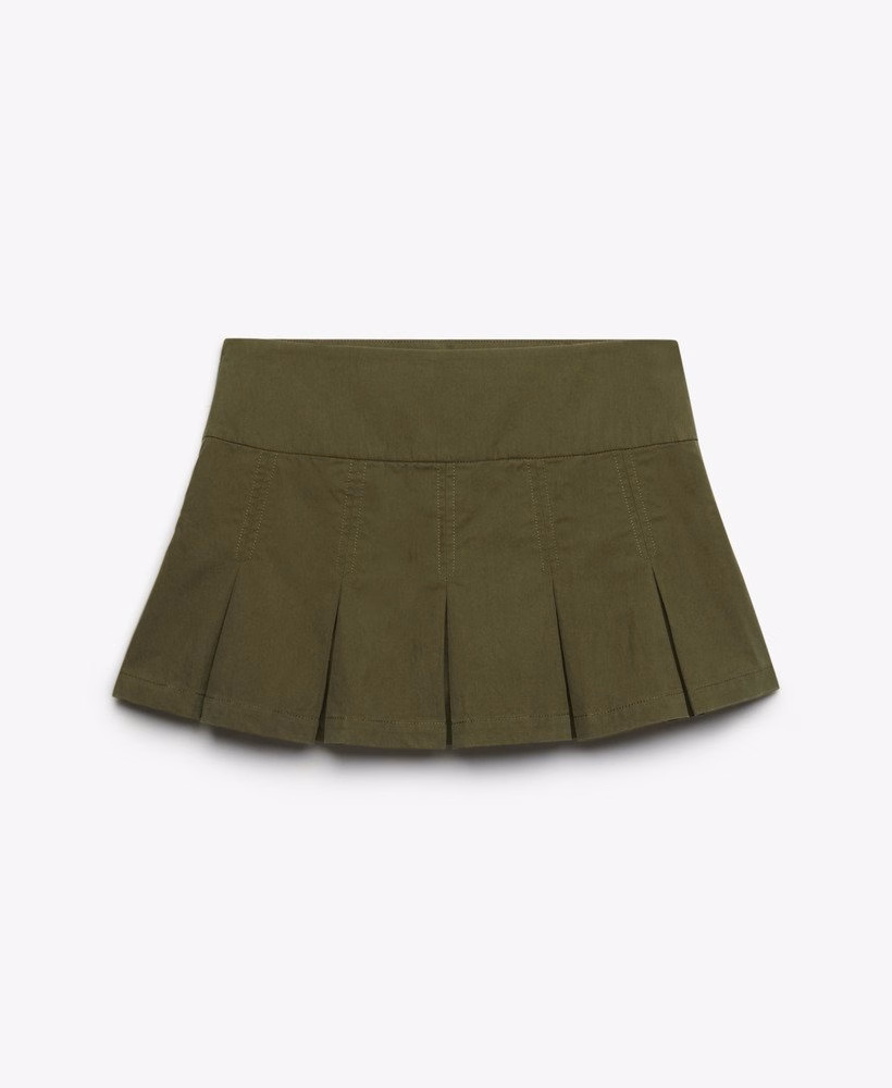 ベンチロゴ入りプリーツピーチミニスカート