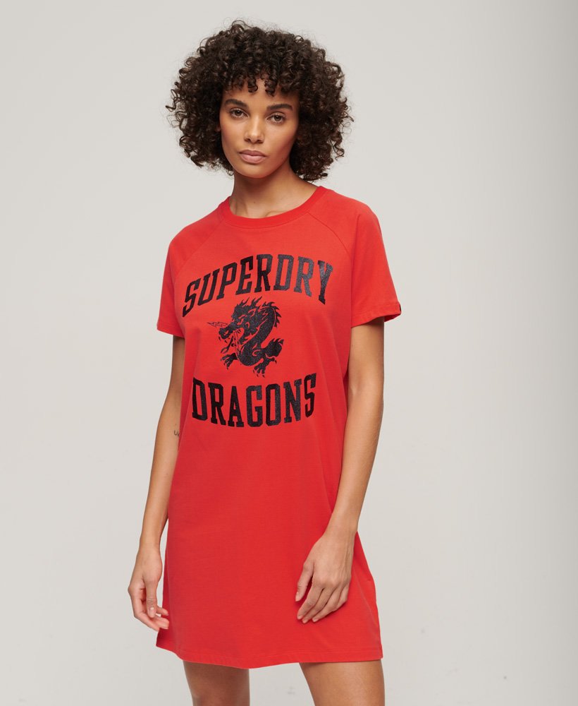 cnyグラフィックtシャツドレス(サンセットレッド)