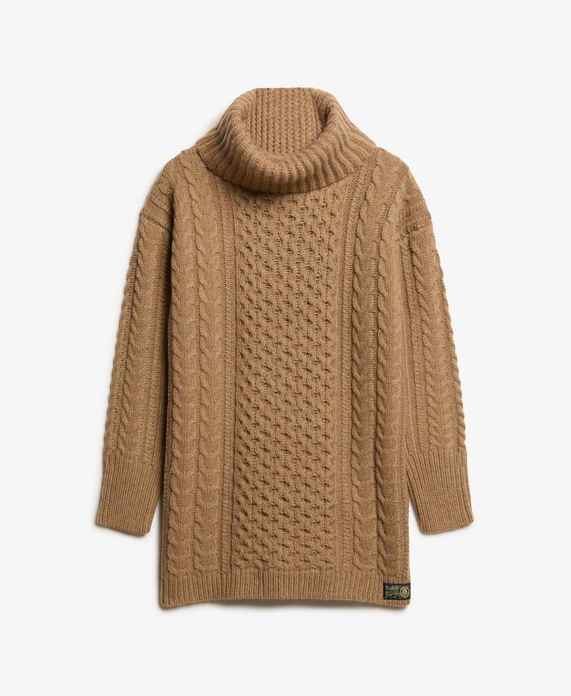 アイランドキャラメルツイストのロールネックケーブルジャンパードレス