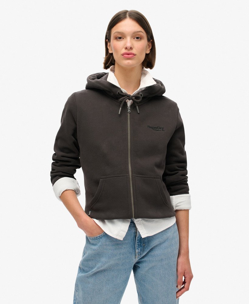 エッセンシャル ロゴ ジップ パーカー(bison black)
