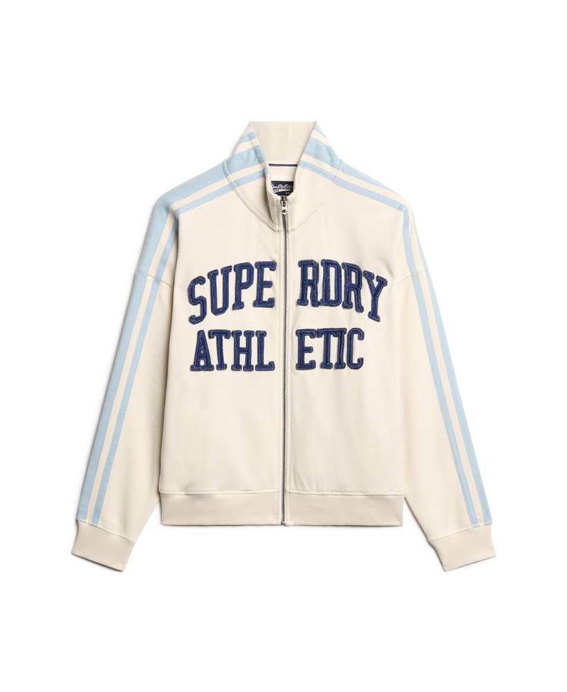 アスレチック エッセンシャルズ アップリケ ルーズ ジップ トラックトップ(タートルドーブ クリーム)