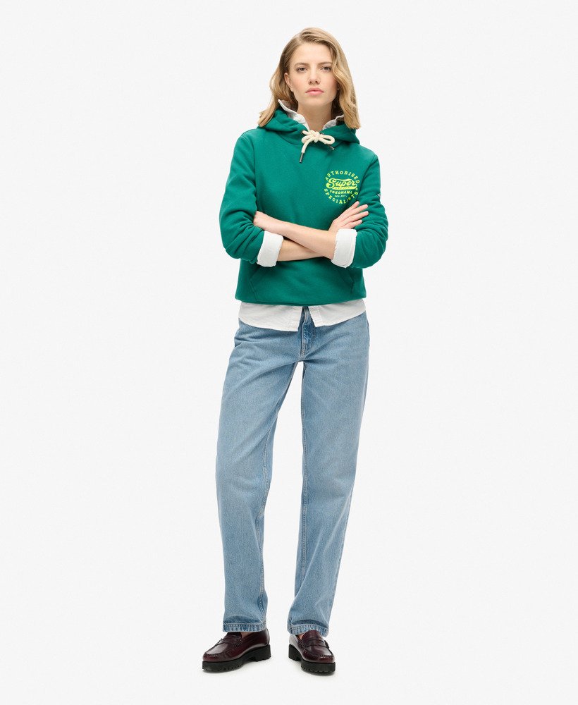 ネオン刺繍グラフィックパーカー(ストームグリーン)