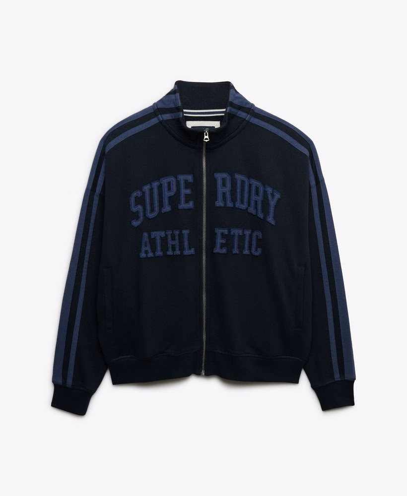 アスレチックエッセンシャルズ アップリケ ルーズ ジップトラックトップ