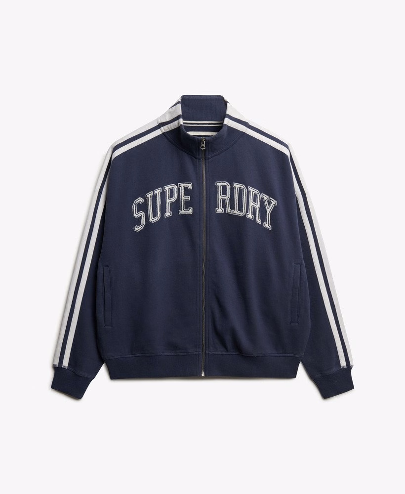 アスレチックエッセンシャルズ アップリケ ルーズ ジップトラックトップ