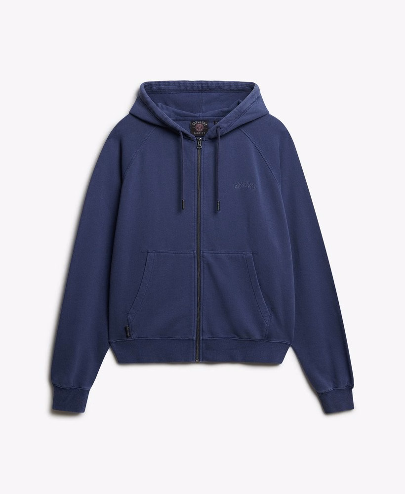 エッセンシャルロゴ入りガーメントダイジップフーディー