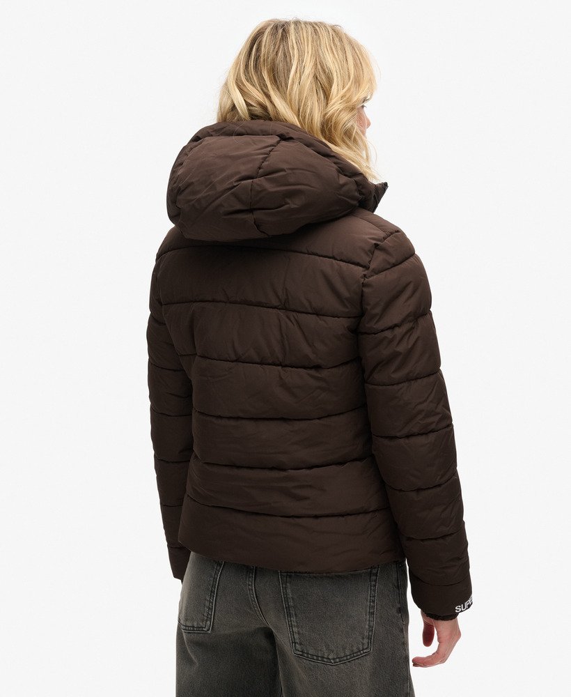 フード付きスピリット スポーツ パファージャケット(ダークオークブラウン)
