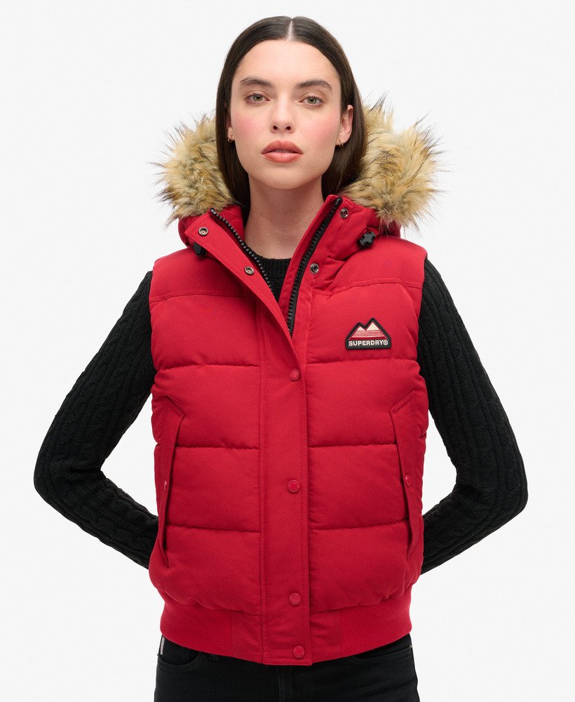 エベレスト フェイクファー ジレ(バーンドアレッド)