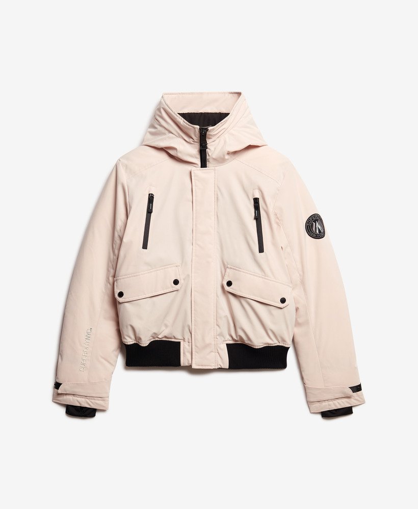オフグレーのシティ パッド入りボンバージャケット