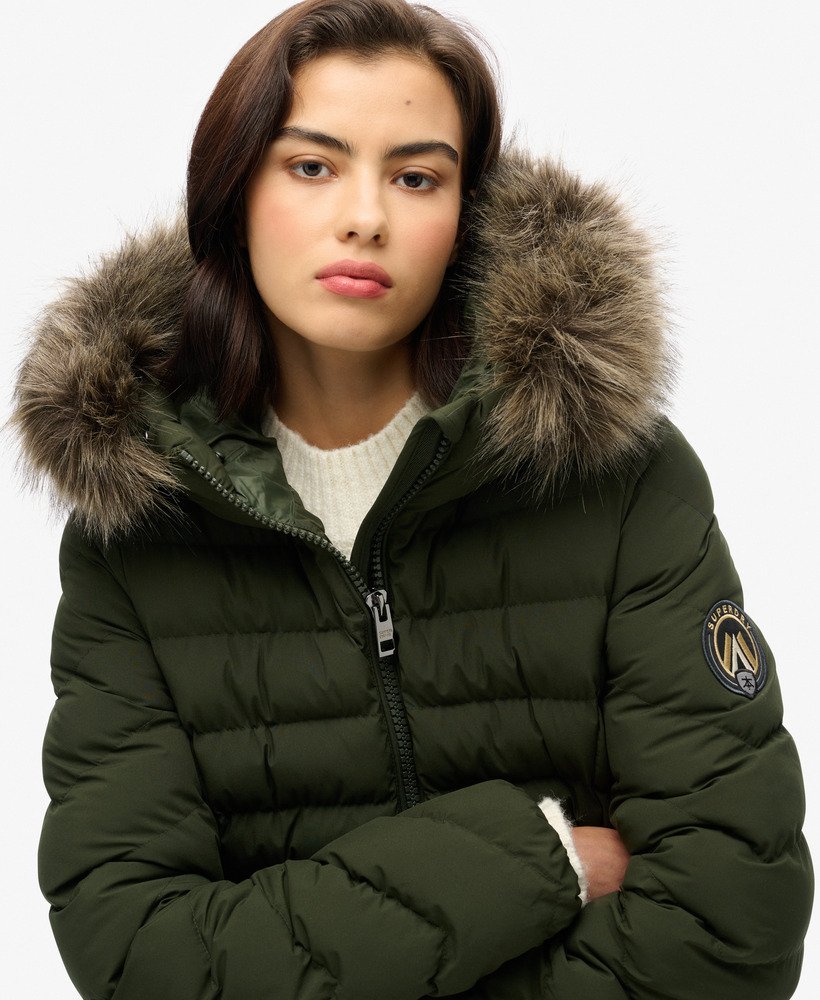 フジ フェイクファー フード付き パッド入り ジャケット サープラスグッズ オリーブグリーン