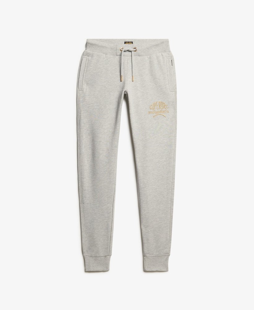 リュクスなメタリックロゴスリムジョガーパンツ(パミスストーンベージュマール)