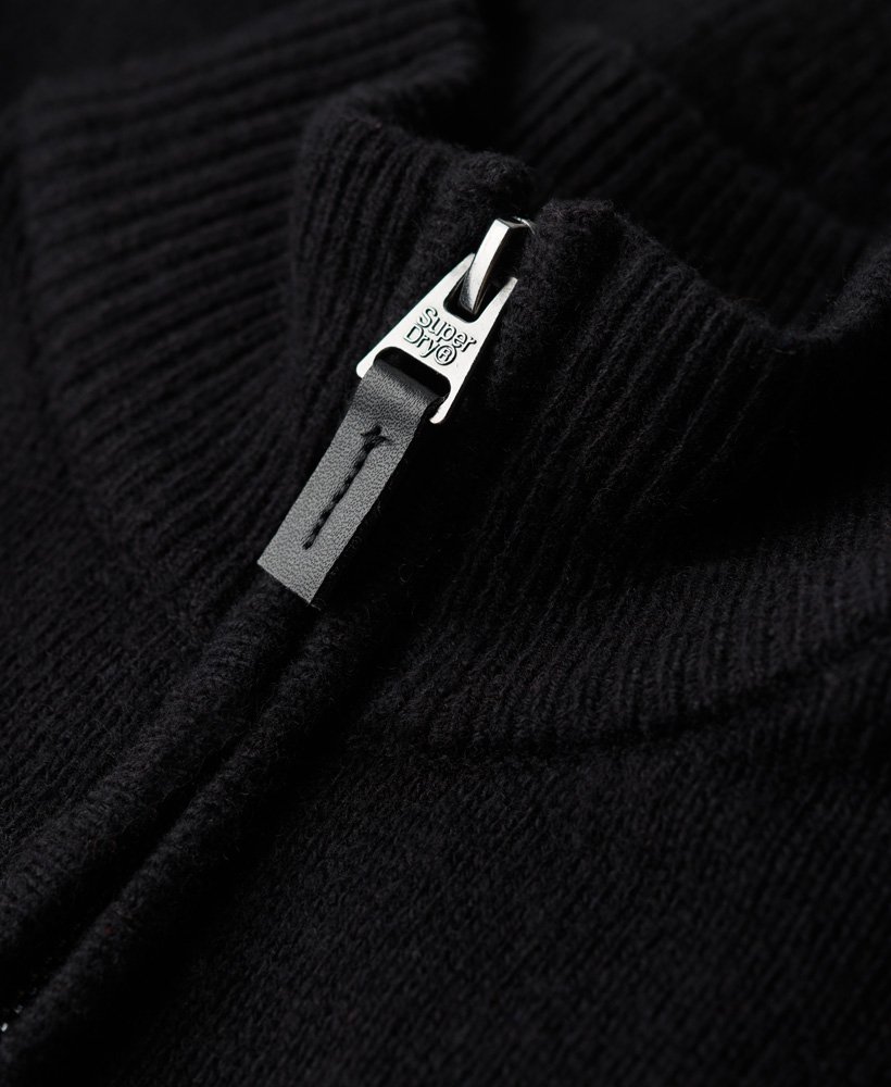 エッセンシャル 刺繍ニット ハーフジップ ジャンパー(ブラック)