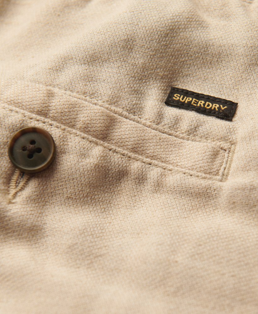 ストーングレーのドローストリングリネンショートパンツ