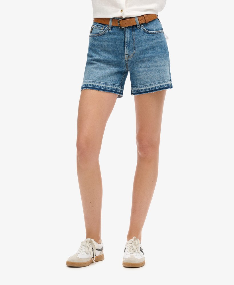 フルトン ヴィンテージブルーのミッドライズ カットオフ ショートパンツ