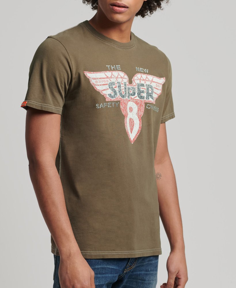 限定版ヴィンテージ 07 リワーク クラシック tシャツ(ダークグレーレベルレッド)