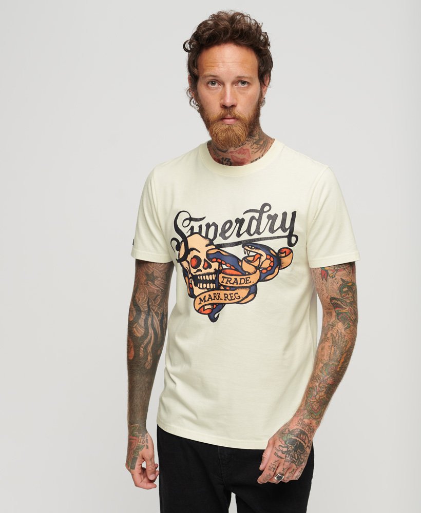 タトゥー スクリプト フロントプリント tシャツ(オフホワイト)