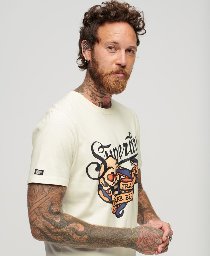 タトゥー スクリプト フロントプリント tシャツ(オフホワイト)