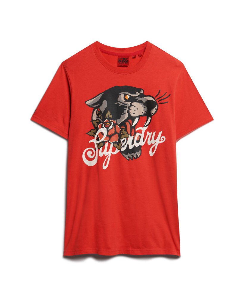 タトゥースクリプトフロントプリントtシャツ(ソーダポップレッド)