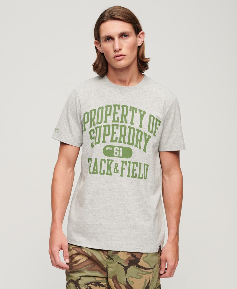 アスレチックカレッジグラフィックtシャツ(グレーフレックマール)