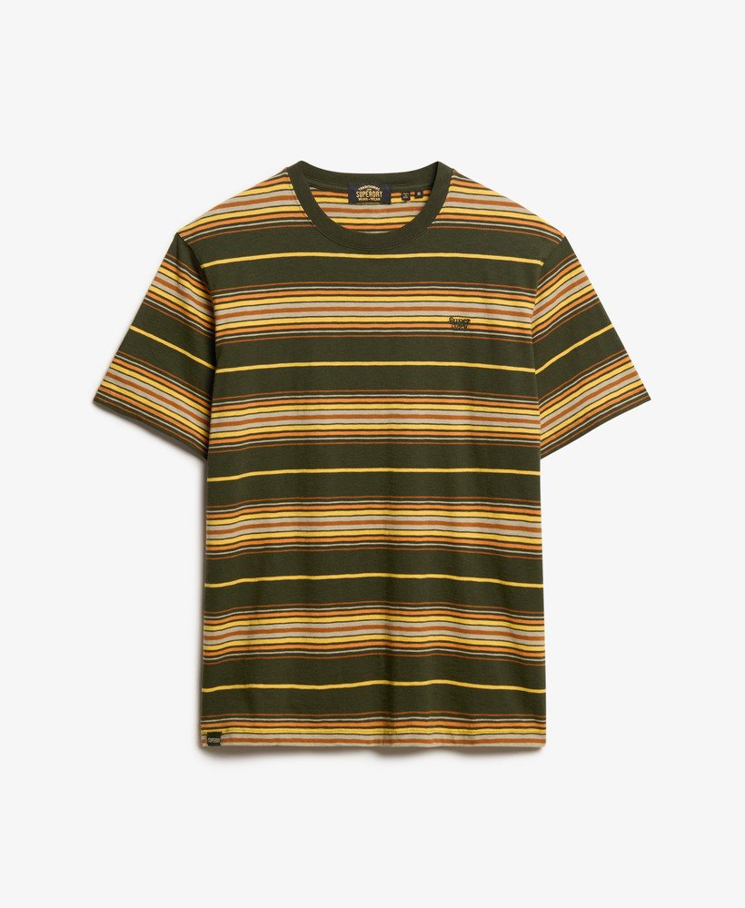 オリーブストライプのリラックスストライプtシャツ