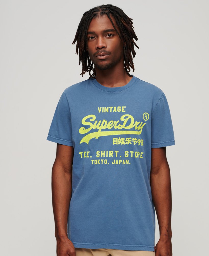 ネオンヴィンテージロゴtシャツ(esignブルー)