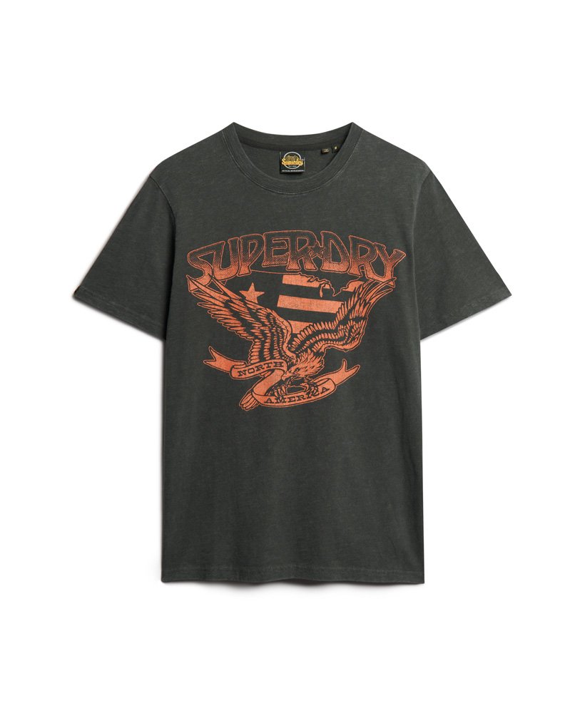 70年代ローファイグラフィックバンドtシャツ(ウォッシュドブラックスラブ)