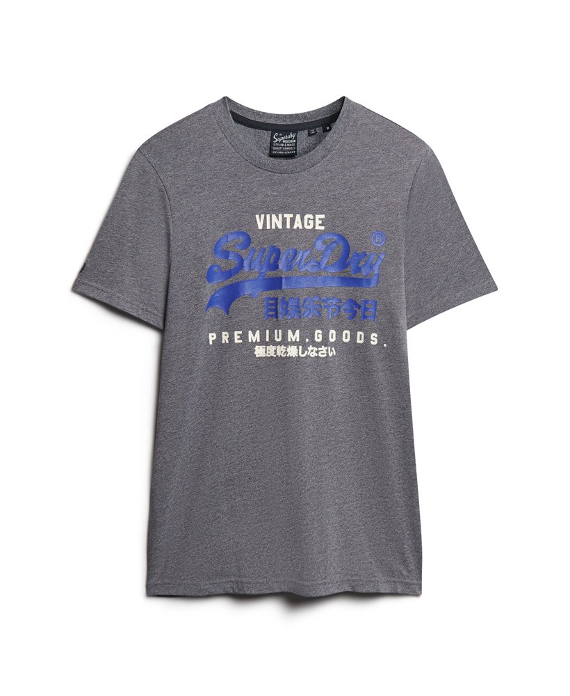クラシックなヴィンテージロゴヘリテージtシャツ(ミッドナイトブルーグリット)
