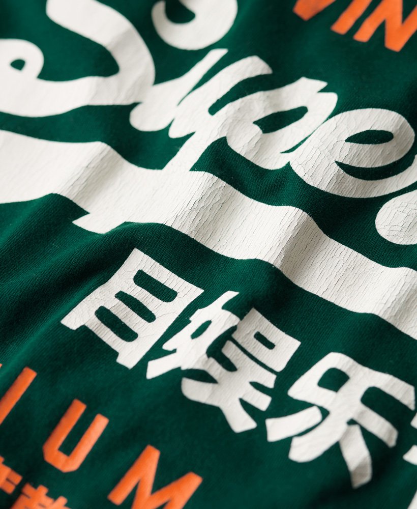 クラシックなヴィンテージロゴヘリテージtシャツ(パイングリーン)