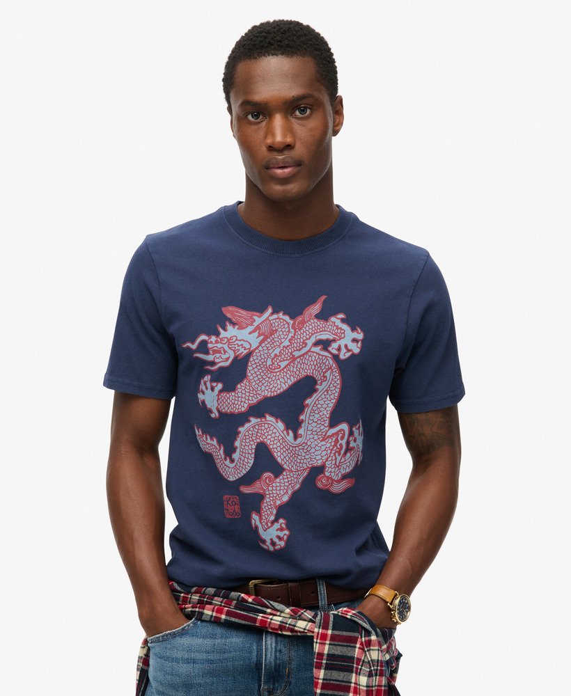 superdry x komodo ヴィンテージ tシャツ(最高級ネイビー)