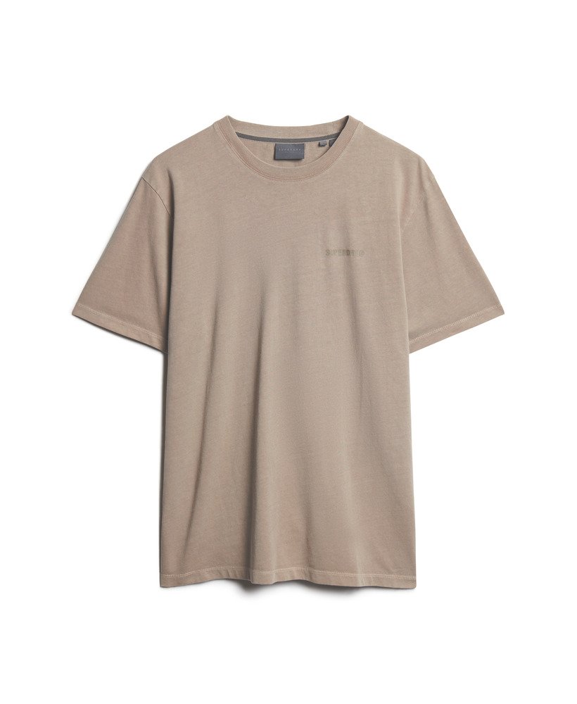 ディープベージュスラブのオーバーダイロゴルーズtシャツ