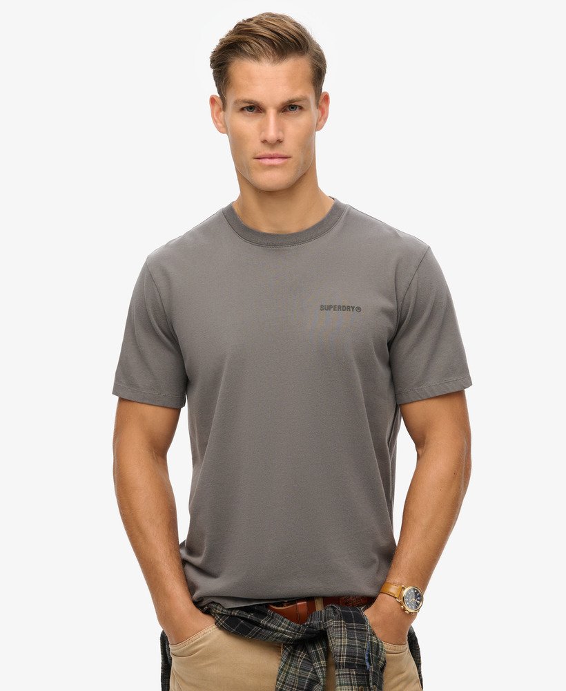 ダークスレートグレーのオーバーダイロゴルーズtシャツ
