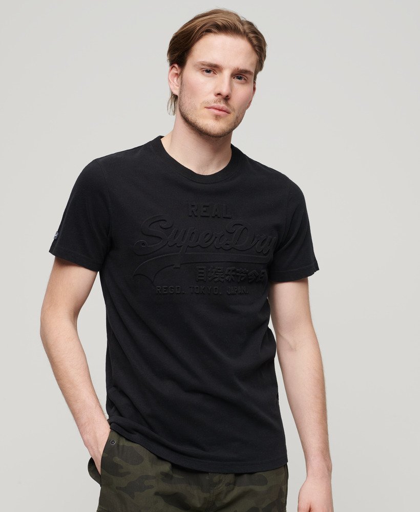 エンボス加工のヴィンテージロゴtシャツ(ジェットブラック)