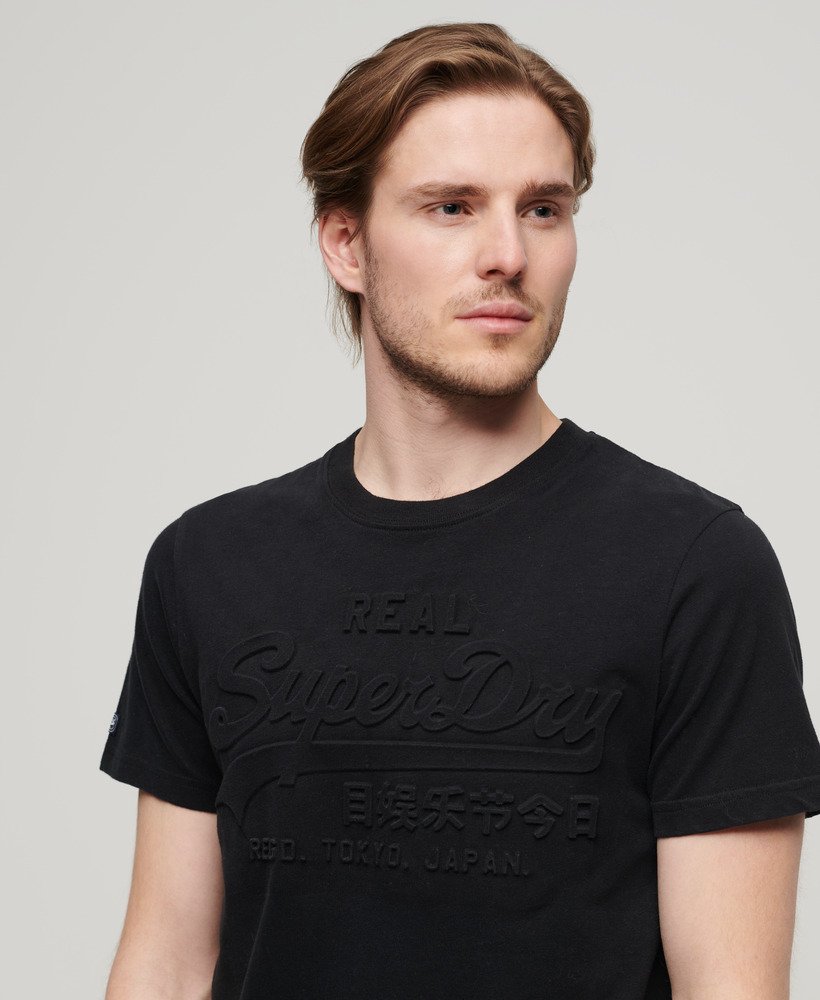エンボス加工のヴィンテージロゴtシャツ(ジェットブラック)