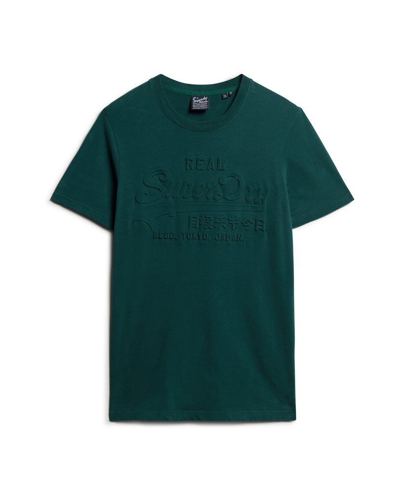 エンボス加工のヴィンテージロゴtシャツ(ダークパイングリーン)