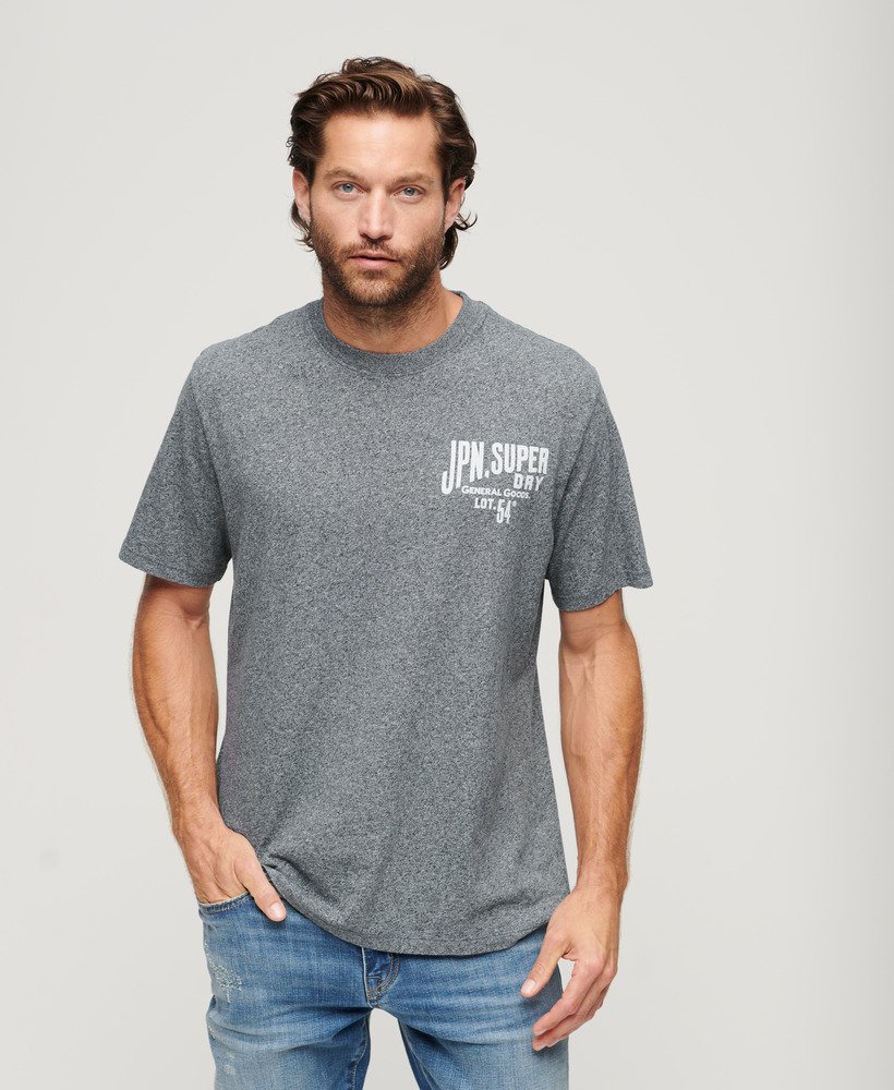ワークウェア チェストグラフィックtシャツ(フロステッドネイビーグリット)