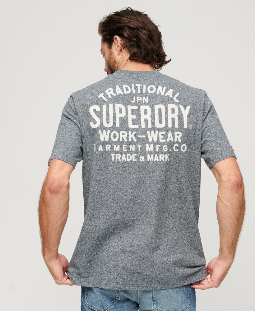 ワークウェア チェストグラフィックtシャツ(フロステッドネイビーグリット)
