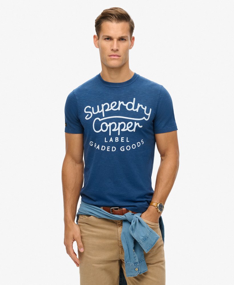 パイロットミッドブルースラブのcopper labelスクリプトtシャツ