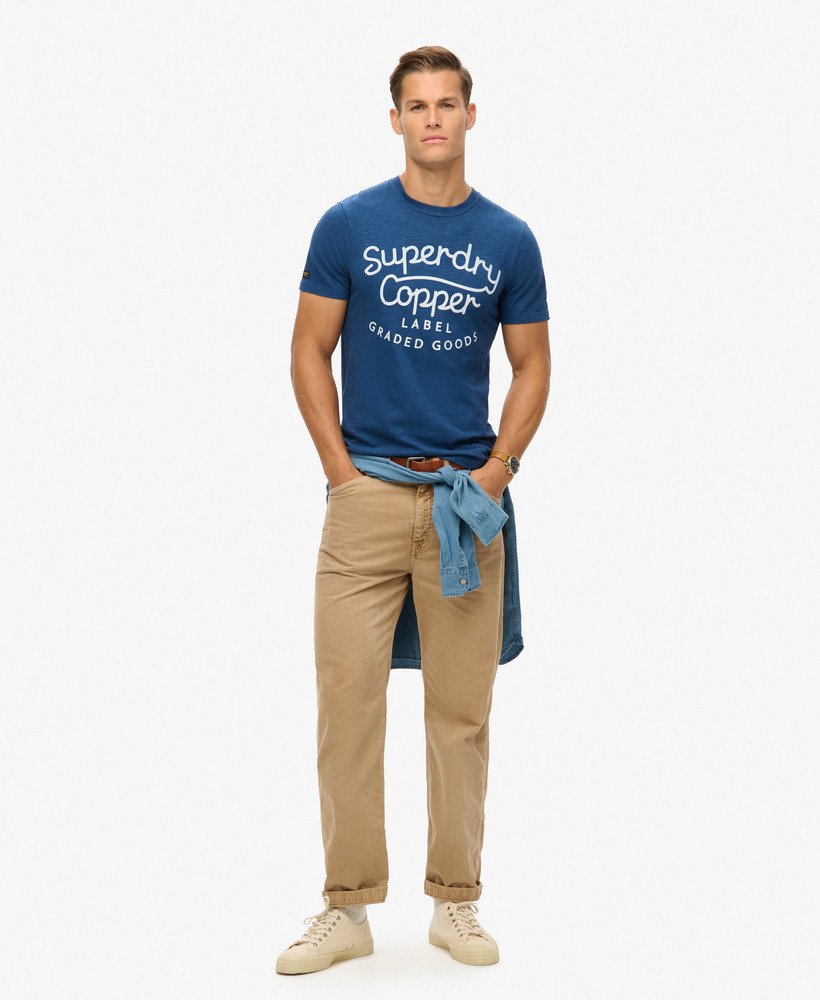 パイロットミッドブルースラブのcopper labelスクリプトtシャツ