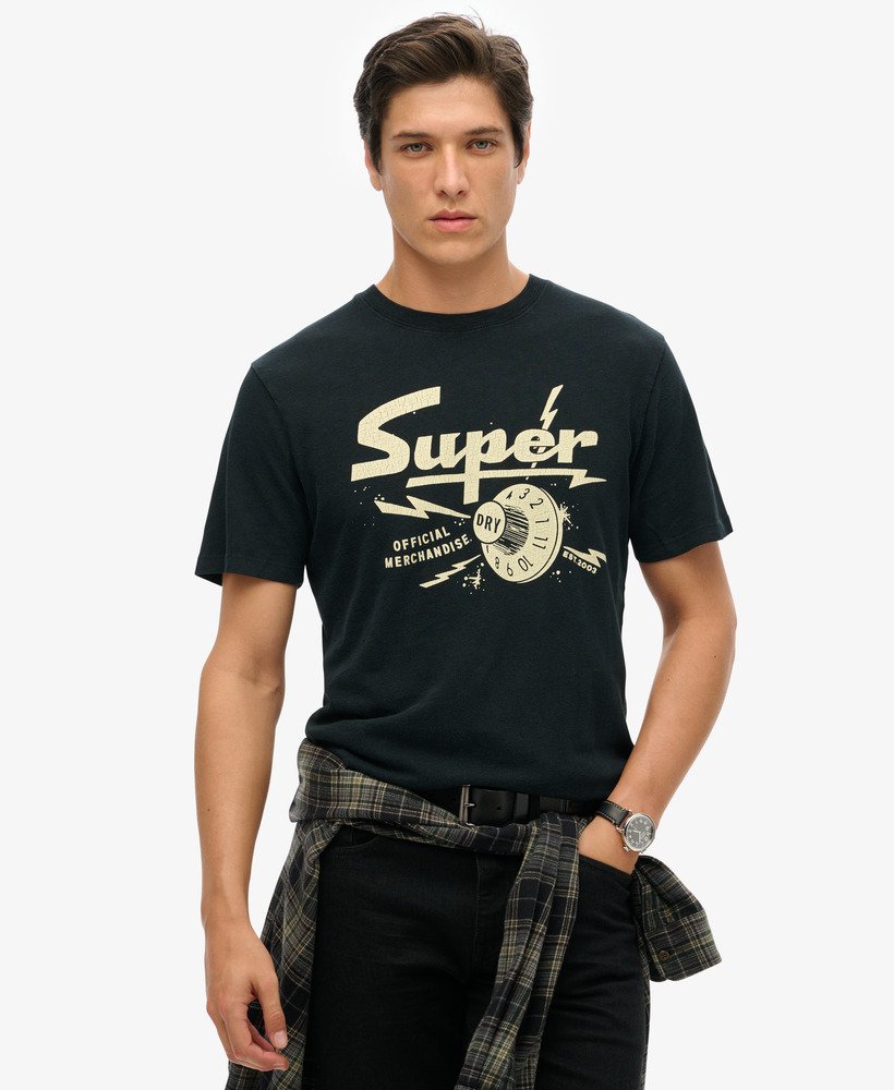レトロロッカーグラフィックtシャツ(ジェットブラック)