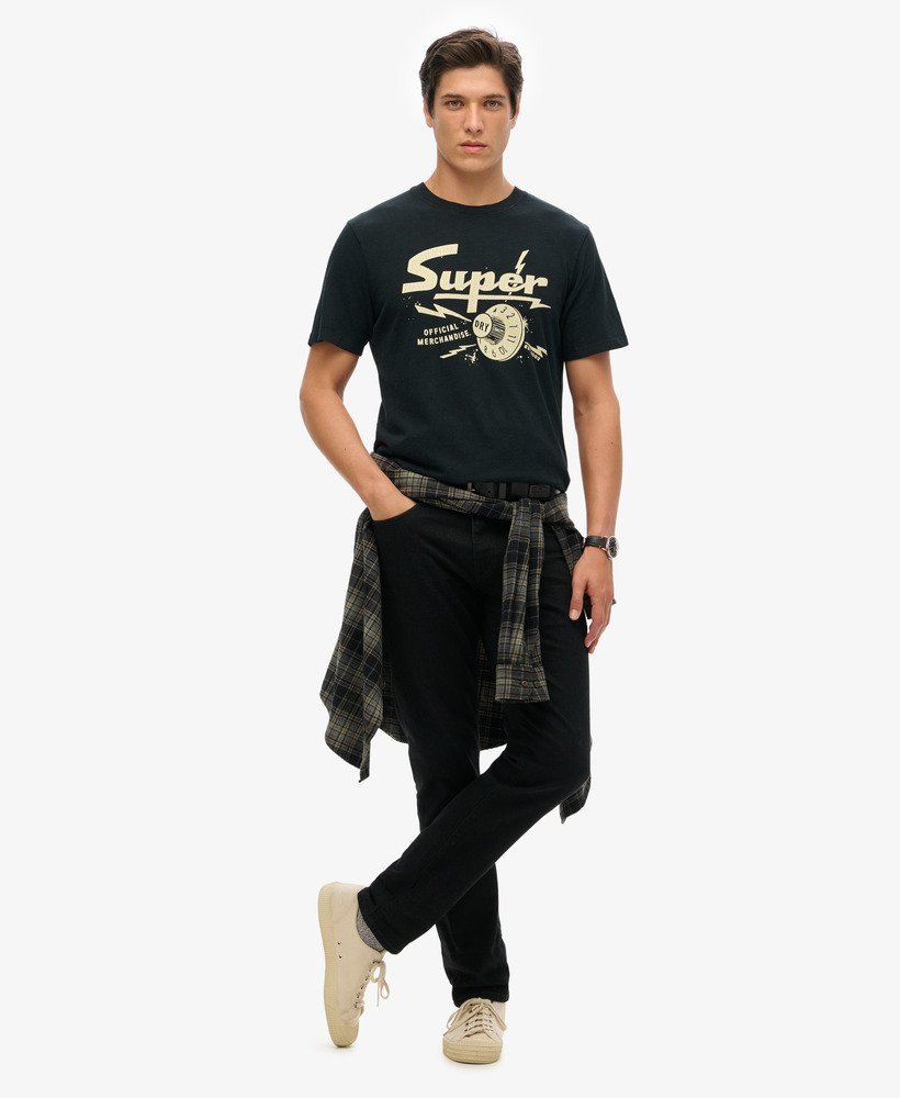 レトロロッカーグラフィックtシャツ(ジェットブラック)