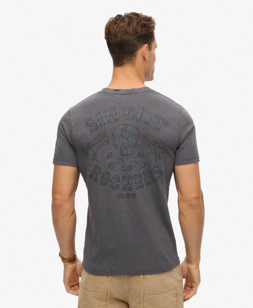 レトロロッカーグラフィックtシャツ(チャコールグレー)