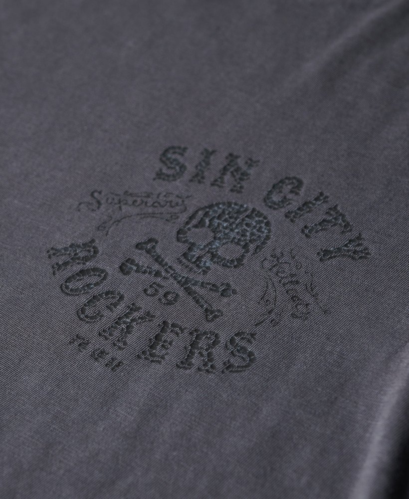レトロロッカーグラフィックtシャツ(チャコールグレー)