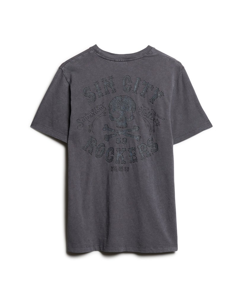 レトロロッカーグラフィックtシャツ(チャコールグレー)