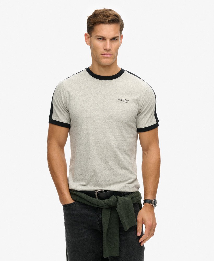 エッセンシャル ロゴ レトロ tシャツ(グレー フレック マールブラック)