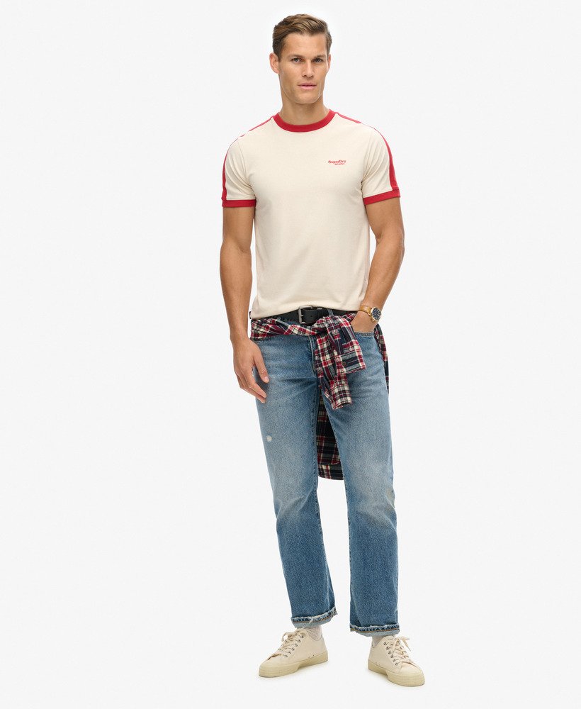 エッセンシャル ロゴ レトロ tシャツ(オートミールチリペッパーレッド)