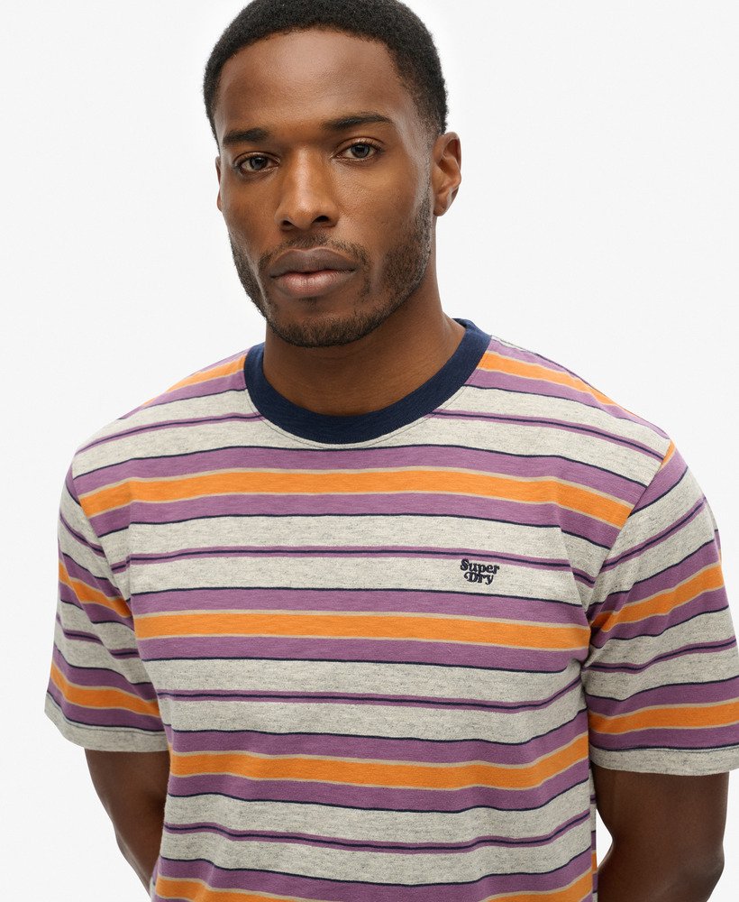 グレーマールストライプのリラックスストライプtシャツ
