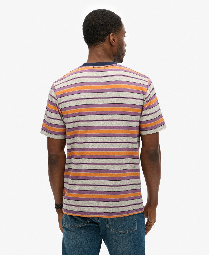 グレーマールストライプのリラックスストライプtシャツ