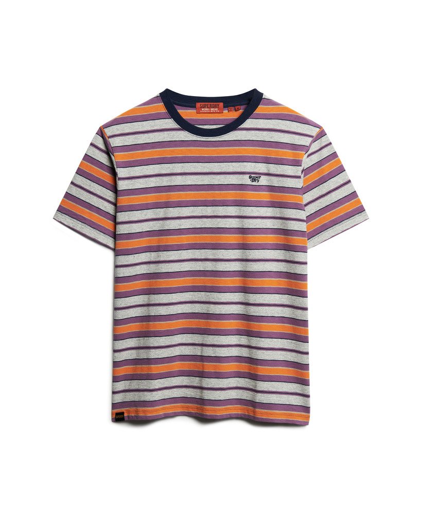 グレーマールストライプのリラックスストライプtシャツ