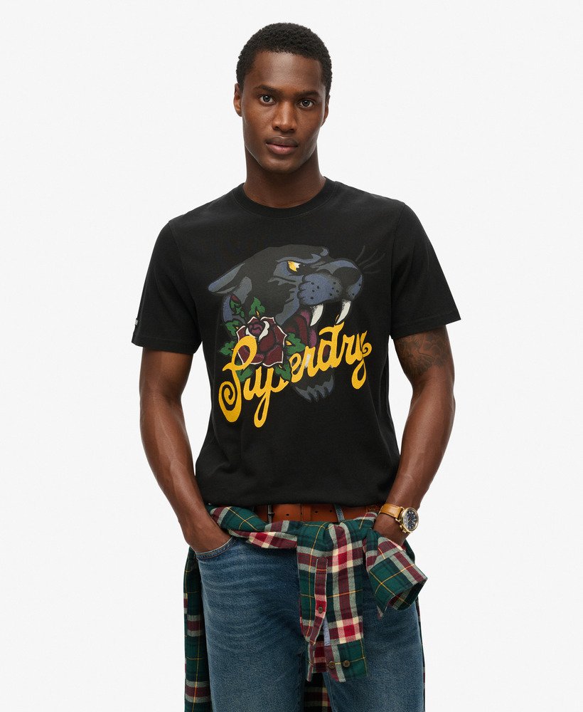 タトゥー スクリプト tシャツ(ウォッシュドブラック)