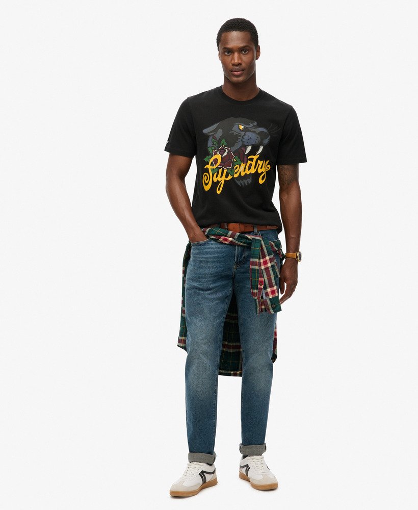 タトゥー スクリプト tシャツ(ウォッシュドブラック)