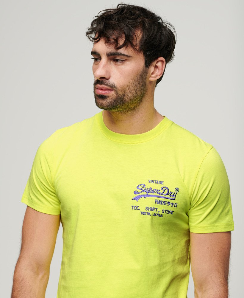 ネオンイエローのネオンヴィンテージロゴtシャツ